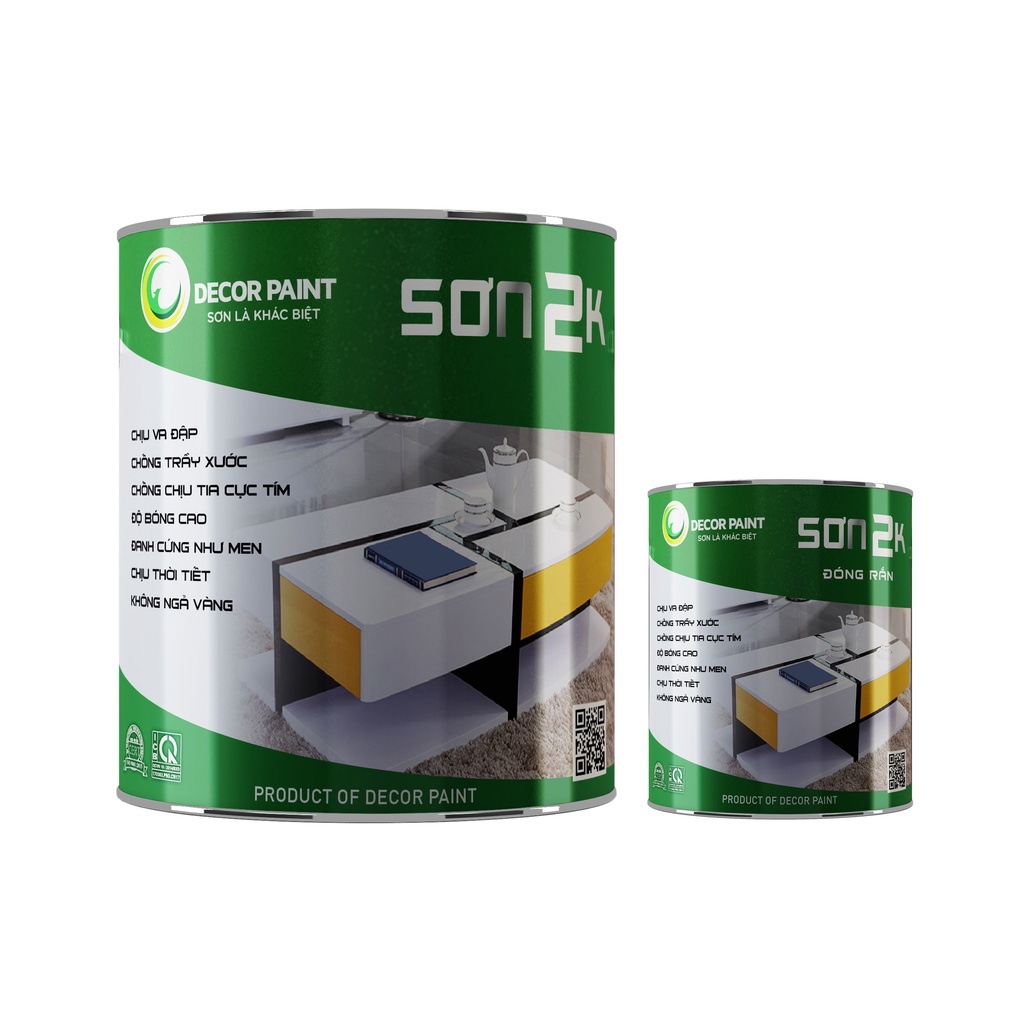 Sơn 2K đa năng màu trắng, màu bóng sơn trên nhiều chất liệu khác nhau như sắt, inox, nhựa, kính, bê tông...Decor Paint