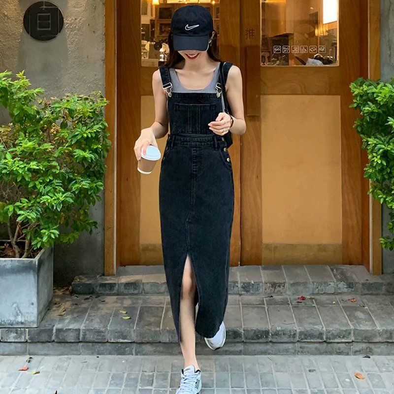 Đầm Denim Hai Dây Dáng Rộng Phong Cách Hàn Quốc Cổ Điển Thời Trang Xuân Thu Hàng Mới Dành Cho Bạn Nữ