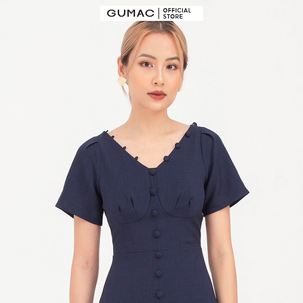 [Mã WABRGU55 giảm 12% đơn 99K] Đầm nữ cổ V phối nút GUMAC DB767 | BigBuy360 - bigbuy360.vn