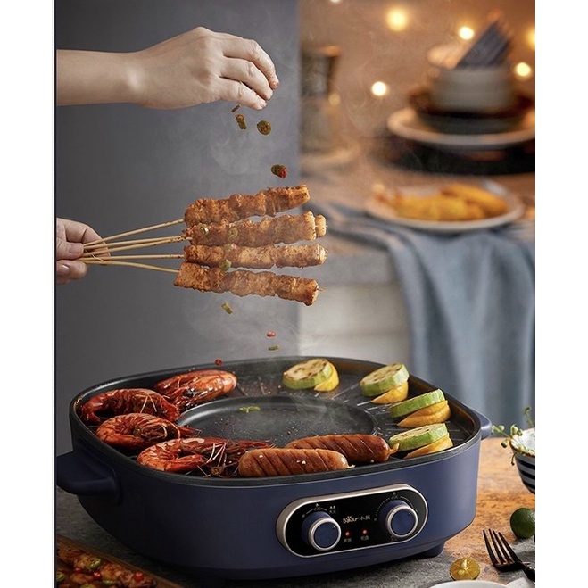 Nồi lẩu nướng đa năng Bear 7L công suất 1700w chống dính, an toàn, tiện lợi - bảo hành 12 tháng Minh Anh store