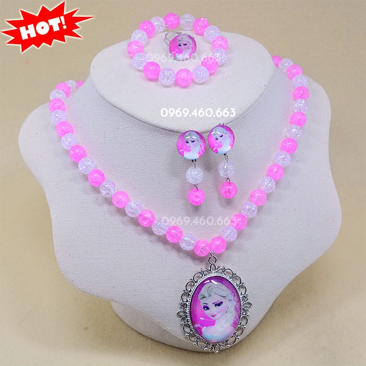 Bộ Phụ Kiện Elsa. Phụ Kiện Công Chúa Elsa có Dây Truyền, Nhẫn, Khuyên Tai và Vòng Tay