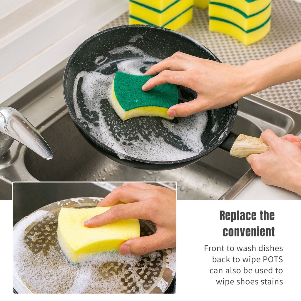 Set 6 miếng bọt biển Shepherd cotton bột gỗ nhẹ làm sạch dầu mỡ rửa chén tiện dụng cho nhà bếp
