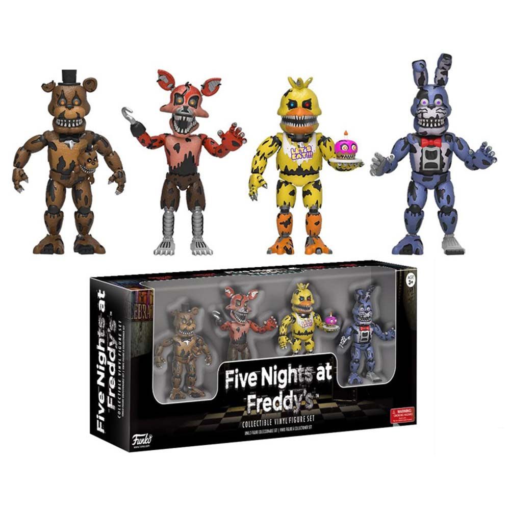 BERNARDO 4pcs/set Five Nights at Freddy's Toy Gift Collectible Model Action Figure Car Decorations Figure Toy Chica Security Breach Freddy Bear FNAF Nightmare Figures Model