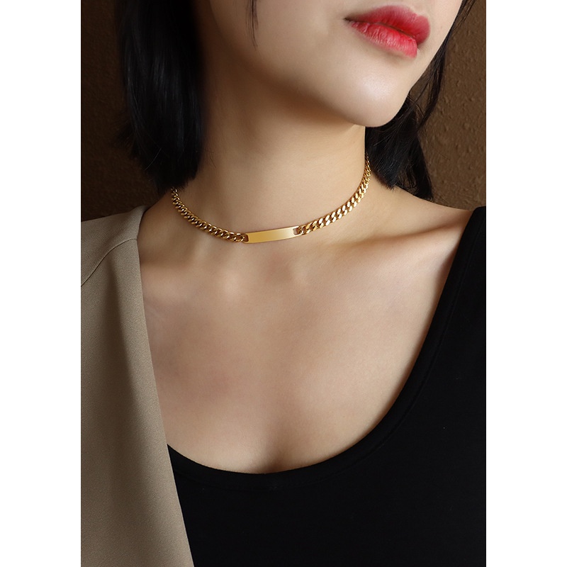 Choker titan unisex xích phối bản chữ nhật không gỉ Kang Daniel