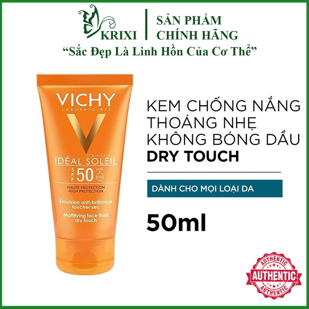 Kem Chống Nắng Vichy Capital Soleil Emusion Face Fluid Dry Touch SPF50+ Không Nhờn Rít 50ml