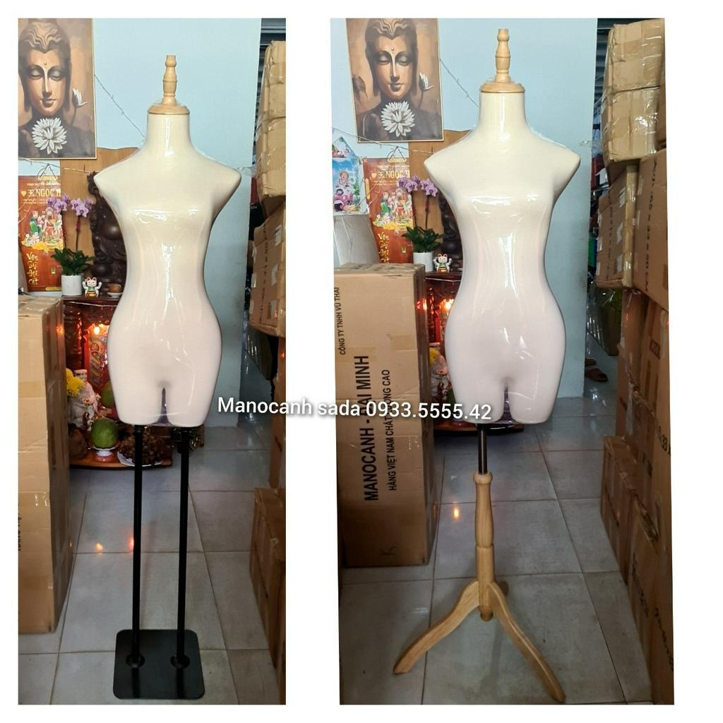 Manocanh nhung -vải kem NỮ CÓ ĐÙI-CHÂN GỖ [ FREE SHIP]hàng đẹp giá rẻ