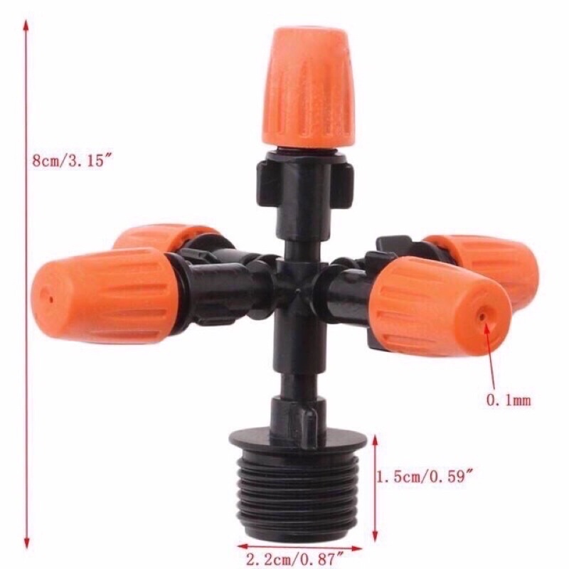 Béc phun sương 5 đầu có van áp chống nhỏ giọt dùng ống phun sương 8mm- tưới lan, tưới cây, hoa, rau.