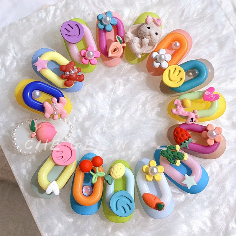 Set 20 Nhẫn Đeo Móng Tay Màu Sắc Ngọt Ngào Thời Trang Mùa Hè Cho Nữ