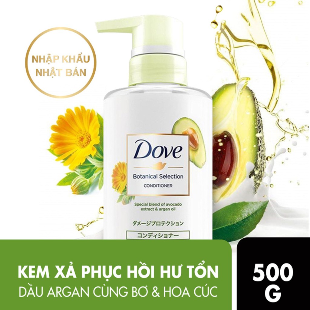 Dầu Gội Dầu Xả Phục Hồi Tóc Hư Tổn Dove Chiết Xuất Bơ &amp; Dầu Argan Thực Vật 500g