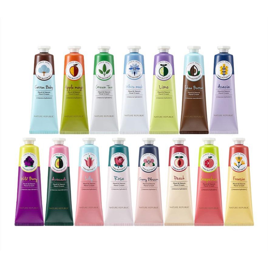 Kem dưỡng tay mềm mịn Nature Republic Hand & Nature Hand Cream 30ml đủ mùi