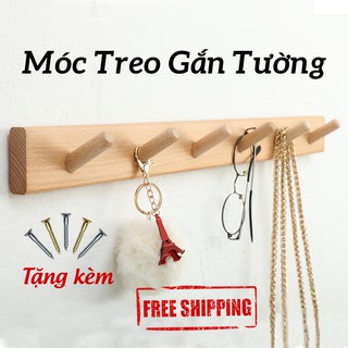 Móc treo quần áo gỗ gắn tường, thanh gỗ treo đồ trang trí tường limo.h