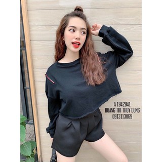 Croptop Tay Dài Phối Dây Kéo☀️