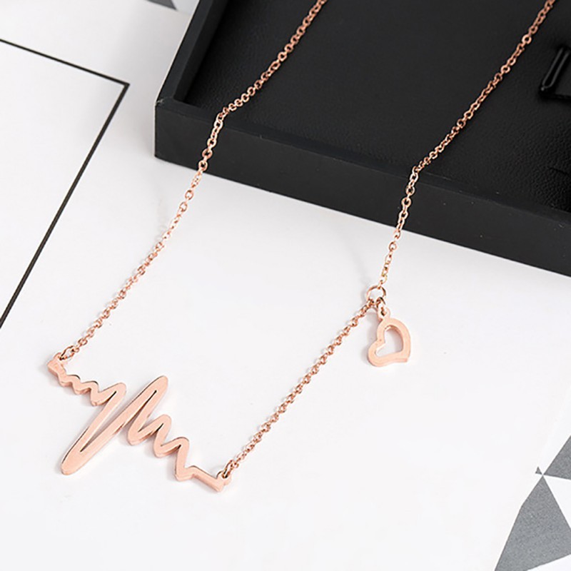 Dây chuyền nữ mặt hình ECG và trái tim xinh xắn