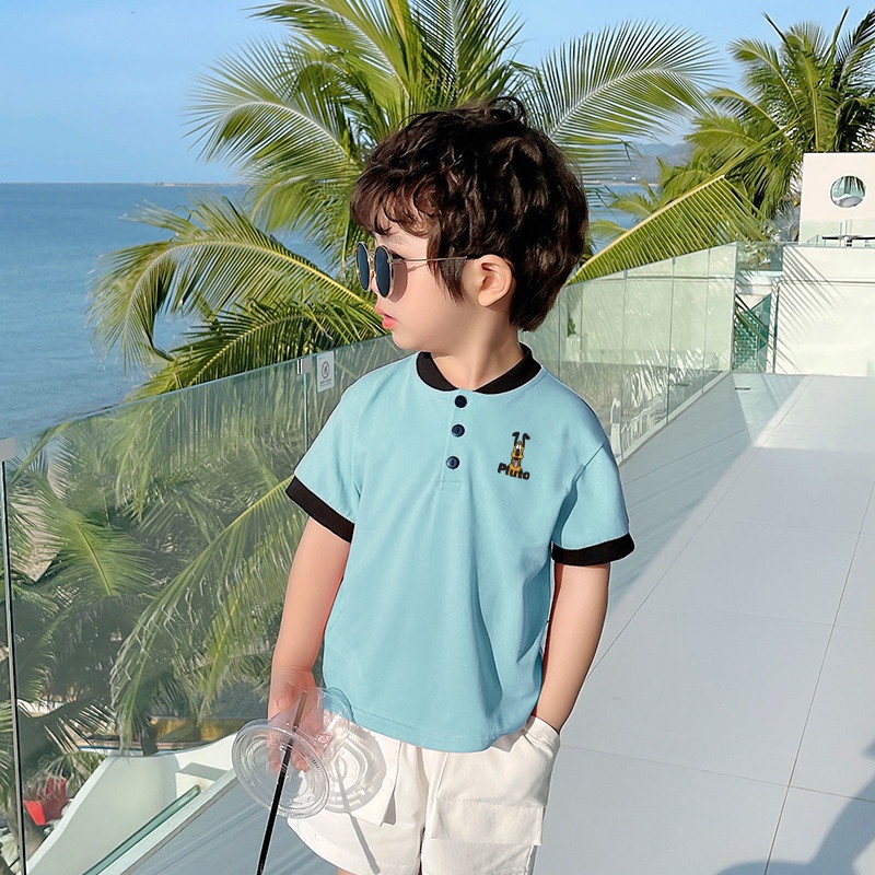 Áo polo cộc tay cổ bomber cho bé trai bé gái Magickids áo phông có cổ trẻ em thêu hoạt hình chất cá sấu AO22029