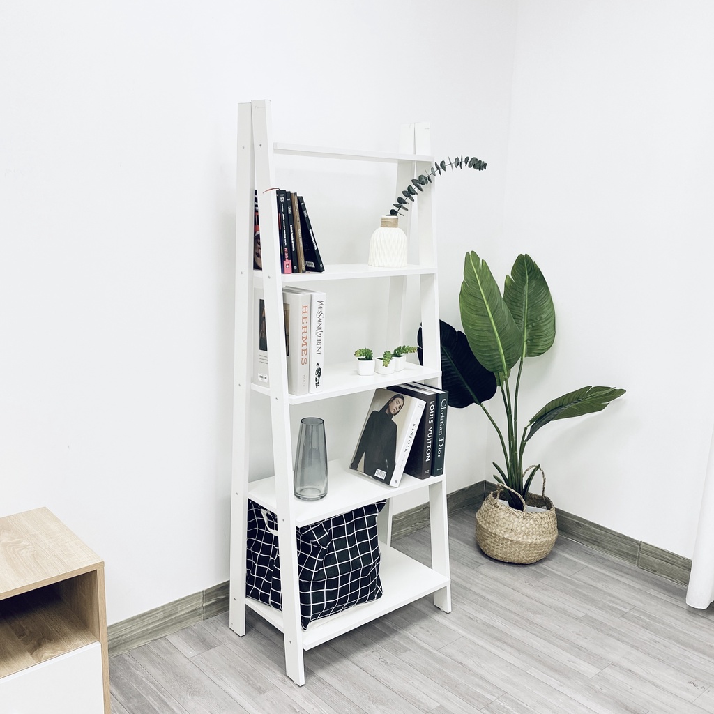 Kệ sách gỗ đa năng 5 tầng phong cách hiện đại thích hợp decor trang trí nhà cửa quán cafe - gp114