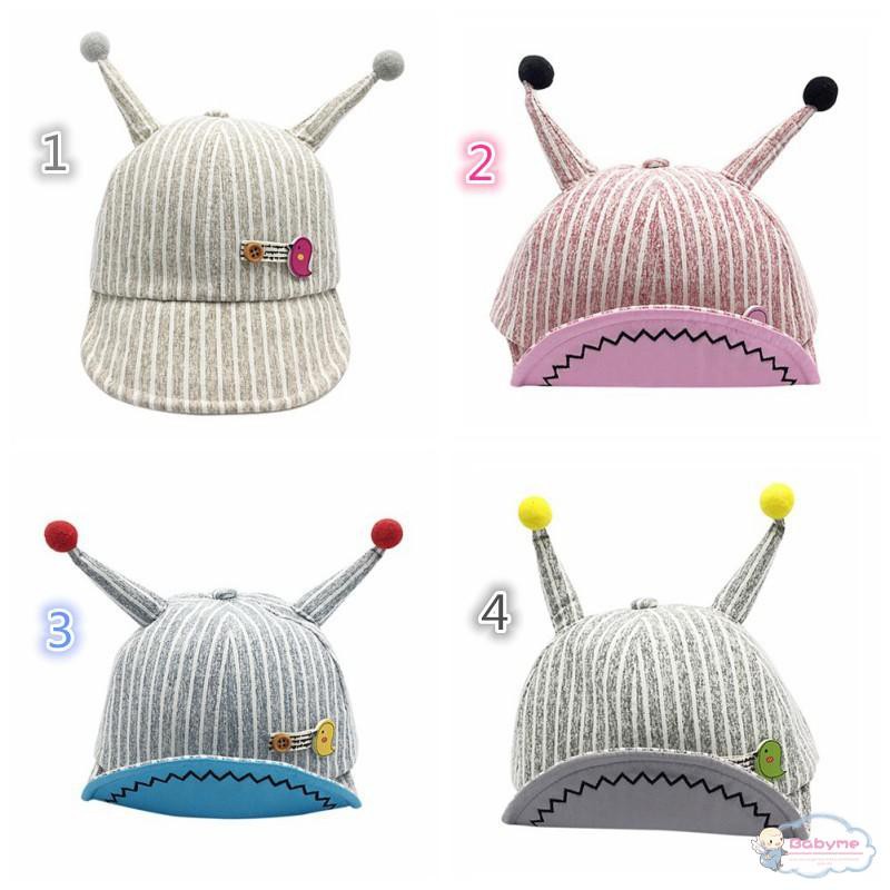 Mũ lưỡi trai kẻ sọc đính đôi tai dễ thương cho bé