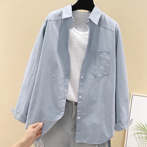 Áo Sơ Mi Nữ CHIDU Màu Xanh Thời Thượng, Chất Liệu Vải Thô Mềm Mịn Thoáng Mát - TA004-4 | BigBuy360 - bigbuy360.vn