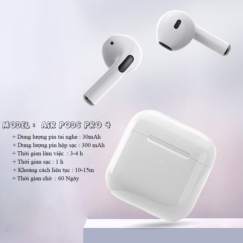 Tai nghe Bluetooth,Tai nghe Airpod Pro 4 bản Quốc Tế không dây,Airpods Pro 4 không dây cao cấp Lỗi 1 Đổi 1 ,inpods 12