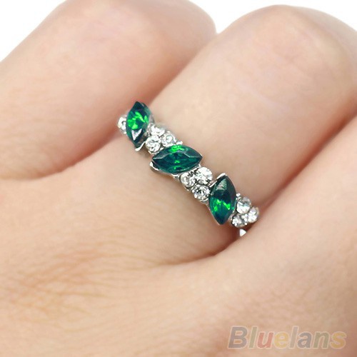 Nhẫn họa tiết hoa lá đính đá sang trọng cá tính dành cho nữ