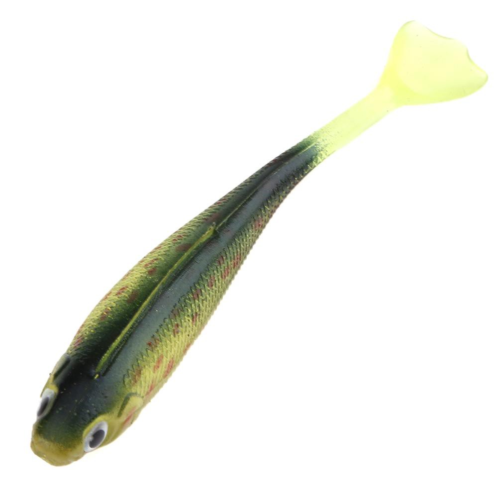 5 cái 90mm / 5g Đuôi câu cá mềm Lures 3D Eyes Rãnh trở lại Bả nhân tạo