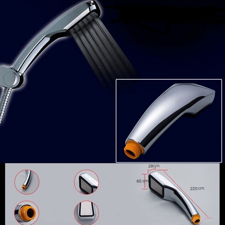 Bộ củ sen hợp kim sáng bóng một đường nước lạnh kèm bộ tay sen nhựa ABS vuông mạ Crom sáng bóng - QM.CS02.TS002B3
