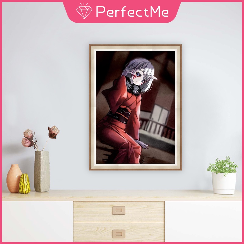 Tranh Đính Đá 5D Tự Làm Hình Anime Demon Slayer 30x40cm Trang Trí Tường Nhà