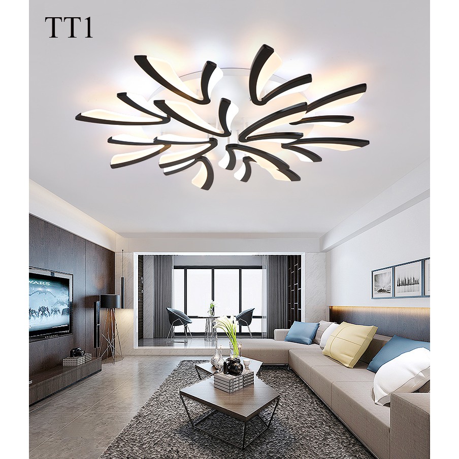 Đèn ốp trần đèn áp trần trang trí phòng khách phòng ngủ có kèm điều khiển từ xa phân tầng 3 chế độ sáng mẫu TT1