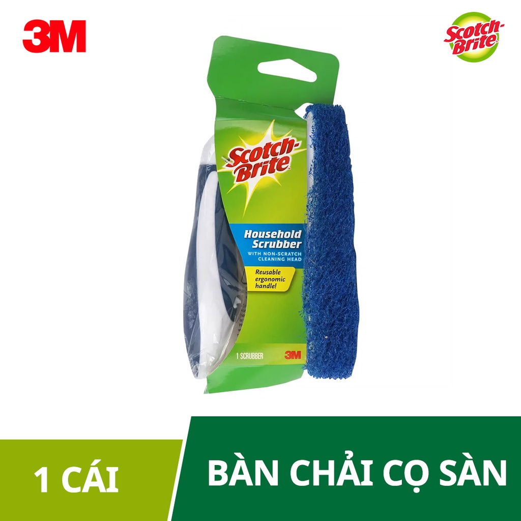 Combo dụng cụ dọn dẹp nhà vệ sinh cao cấp Scotch Brite - Bàn chải chà sàn không trầy xước + Cọ toilet 2 đầu đa năng