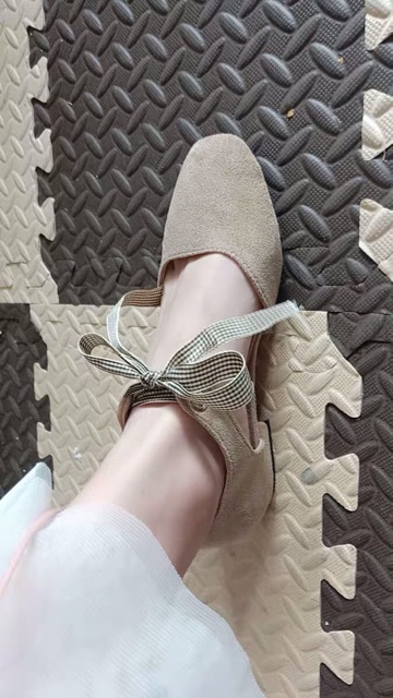 Giày Búp Bê Thắt Nơ Cổ Chân, Giày Búp Bê Da lộn, Bánh Bèo Xinh Xắn ( Ảnh Thật) | BigBuy360 - bigbuy360.vn