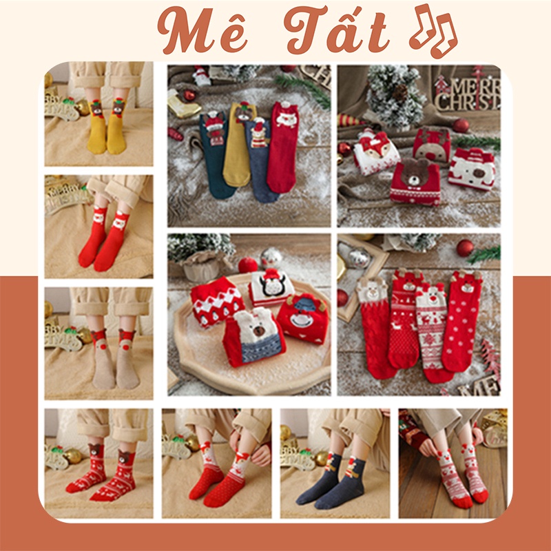 Tất cổ cao nam nữ METAT, vớ cao cổ len lông cừu họa tiết Noel xinh xắn cao cấp thời trang Hàn Quốc T24