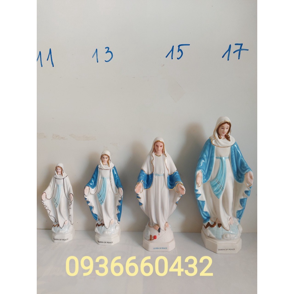 Tượng Đức Mẹ Ban Ơn sứ ceramic 13cm - Tượng để xe hơi