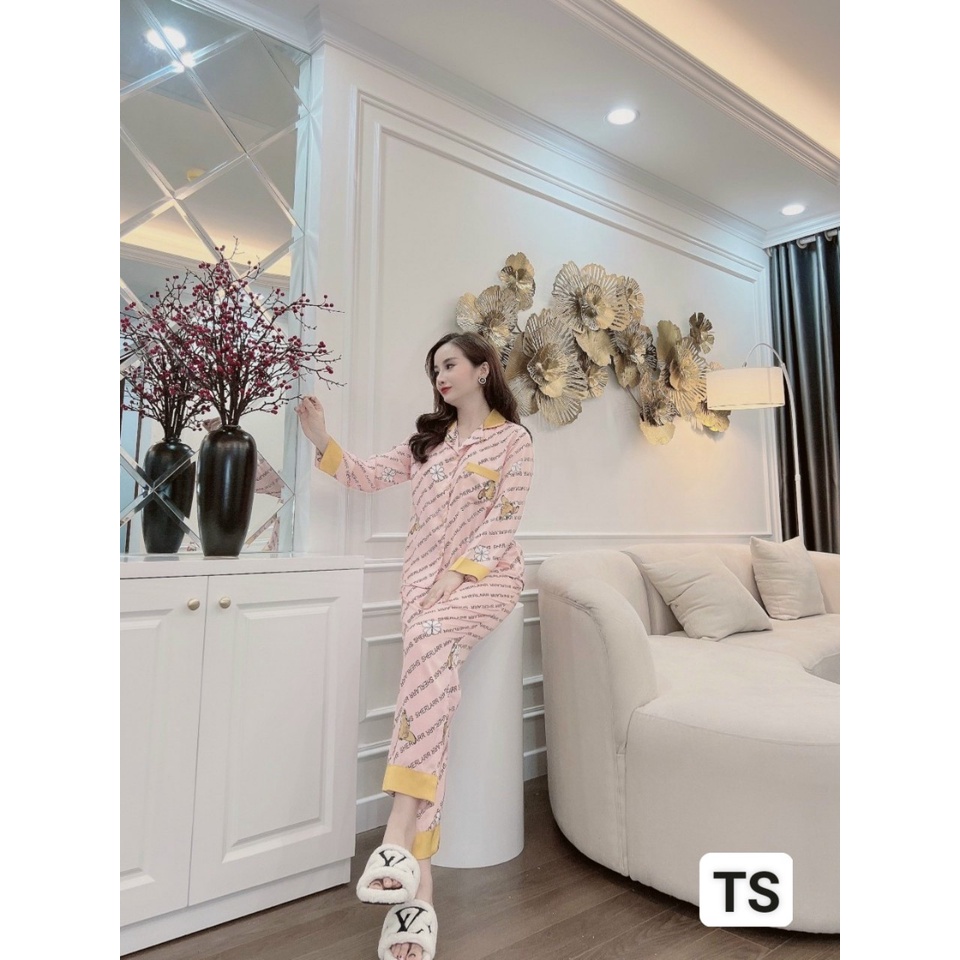 Bộ Đồ Ngủ Lụa-Pijama Lụa Mặc Nhà Đồ Bộ Nữ Kiểu Dáng Dài Dễ Thương H clothing B10