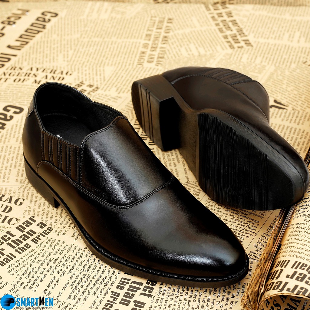 Giày công sở da bò nguyên miếng tăng chiều cao SMARTMEN GL2-02 (Đen) | BigBuy360 - bigbuy360.vn