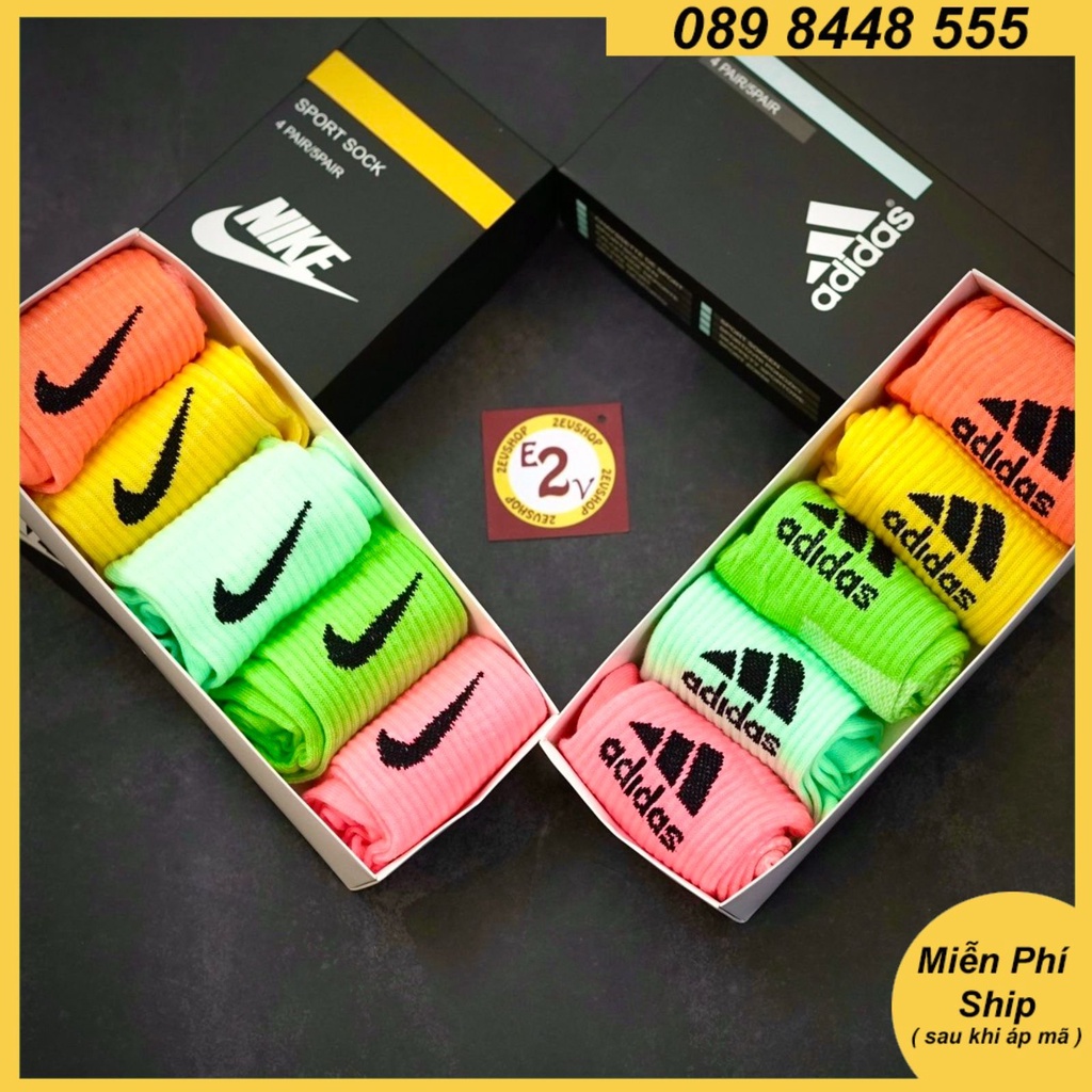 Hộp Tất Vớ 5 Đôi Cổ Cao Nam Nữ Thời Trang Thể Thao Bóng Đá Cao Cấp - 2evshop