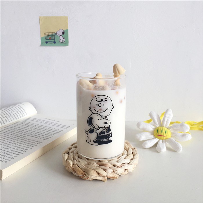 Cốc Ly Đứng Thủy Tinh Uống Nước, Trà Sữa Hình Snoopy Charlie