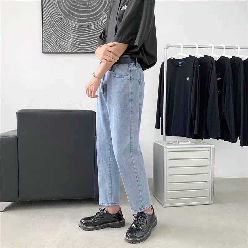 QUẦN BAGGY JEANS TRƠN ỐNG NHỎ FORM UNISEX NAM NỮ (hình chụp thật)