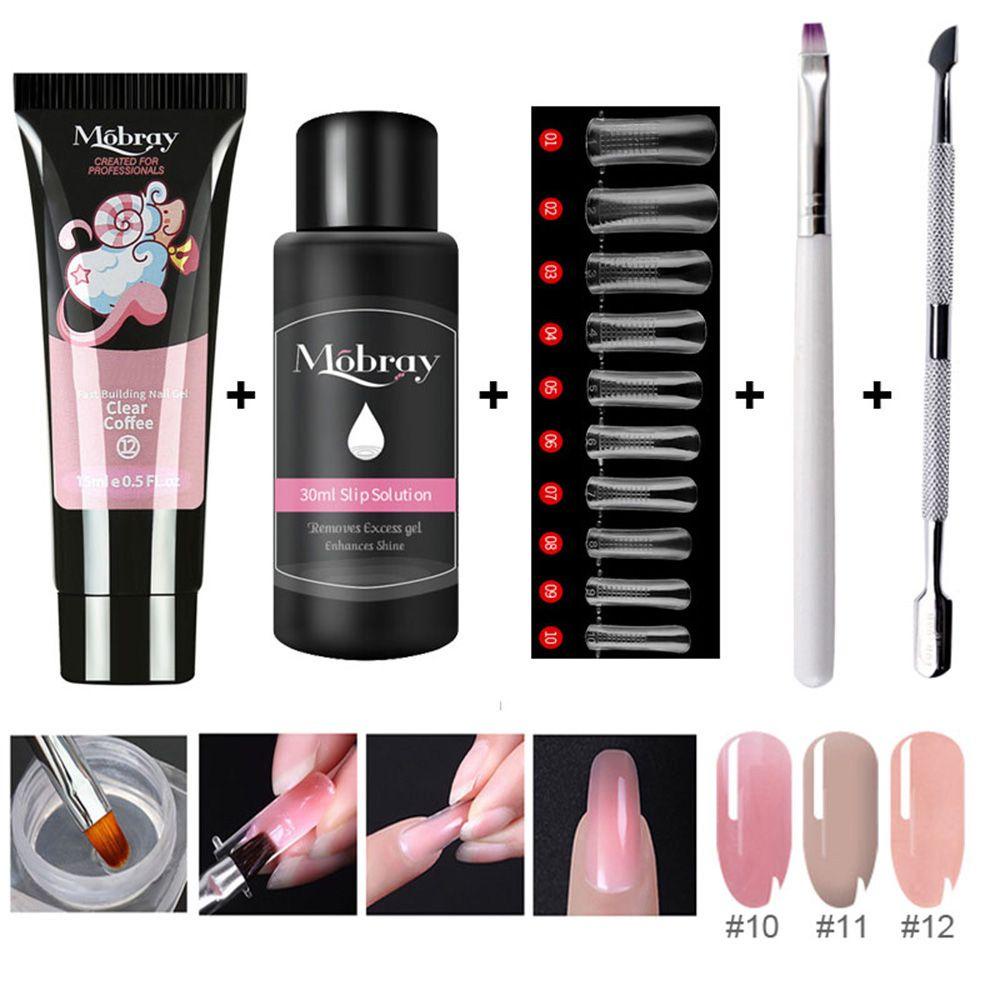 XIANSTORE Women Beauty Poly Nail Gel Kit Manicure Finger Dual Form Nail Extension Gel Set Extend Brush Builder Gel Qiuck Dry Nail Art With Nial Tips