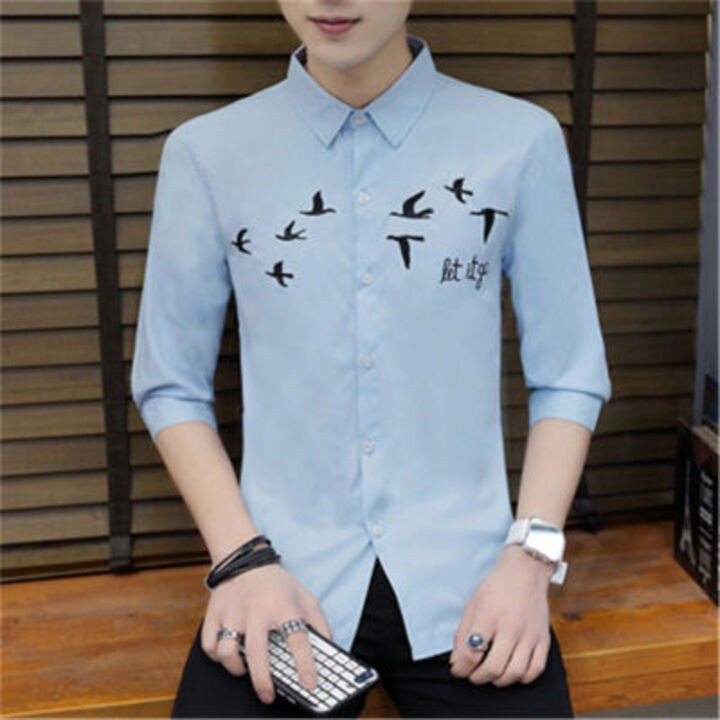 [ Trợ Gía ]Áo Sơ Mi Nam Dài Tay In Họa Tiết Phong Cách Hàn Quốc | BigBuy360 - bigbuy360.vn