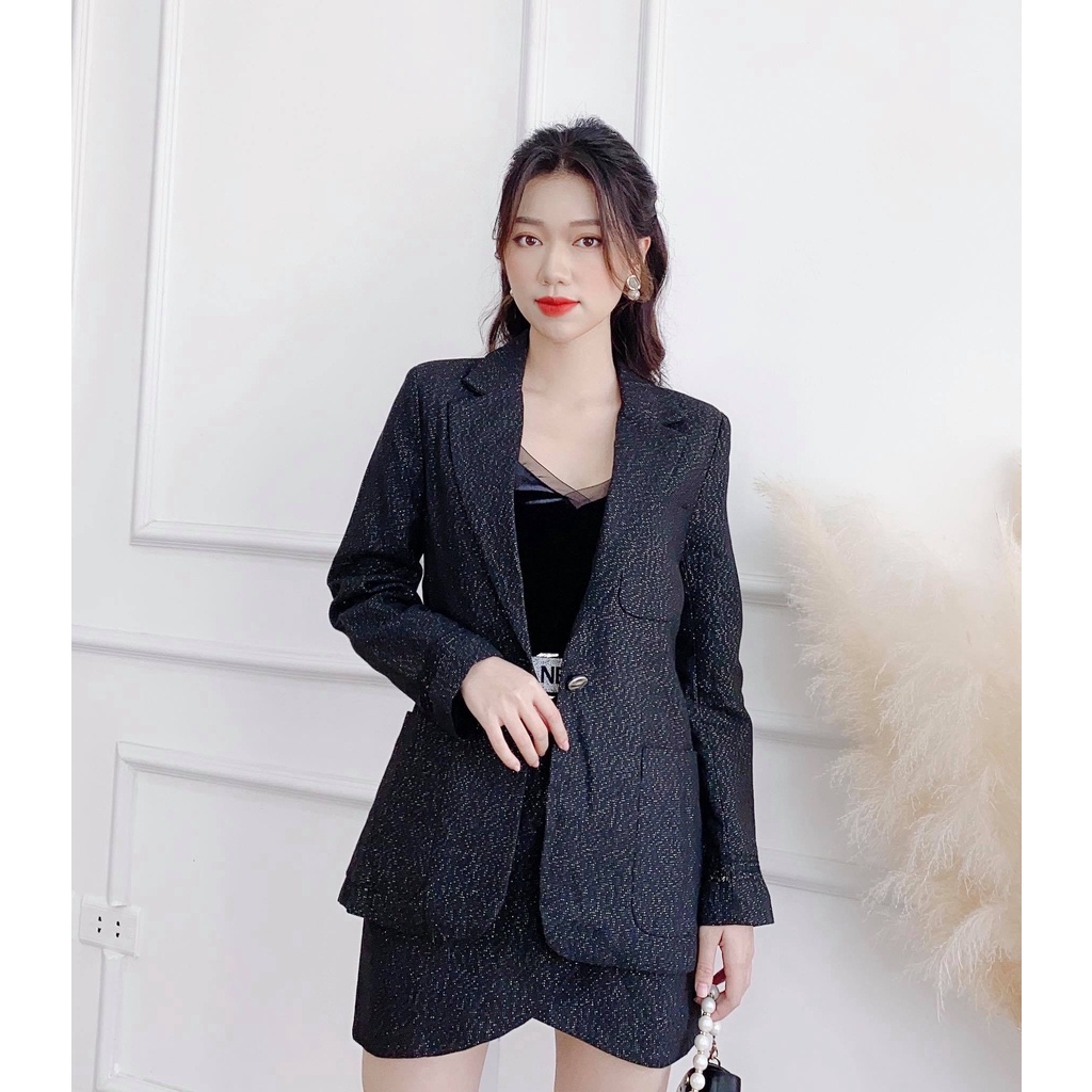 Set áo vest và chân váy kèm belt thanh lịch - S3925