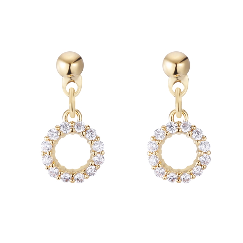 Hoa Tai Hình Học Rỗng Đính Đá Zircon Kiểu Hàn Quốc Cho Nữ