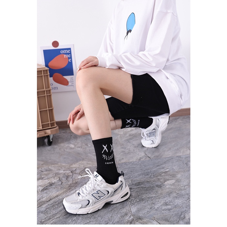 Vớ Cao Cổ Họa Tiết Miệng Cười XX - Tất Cao Cổ HipHop