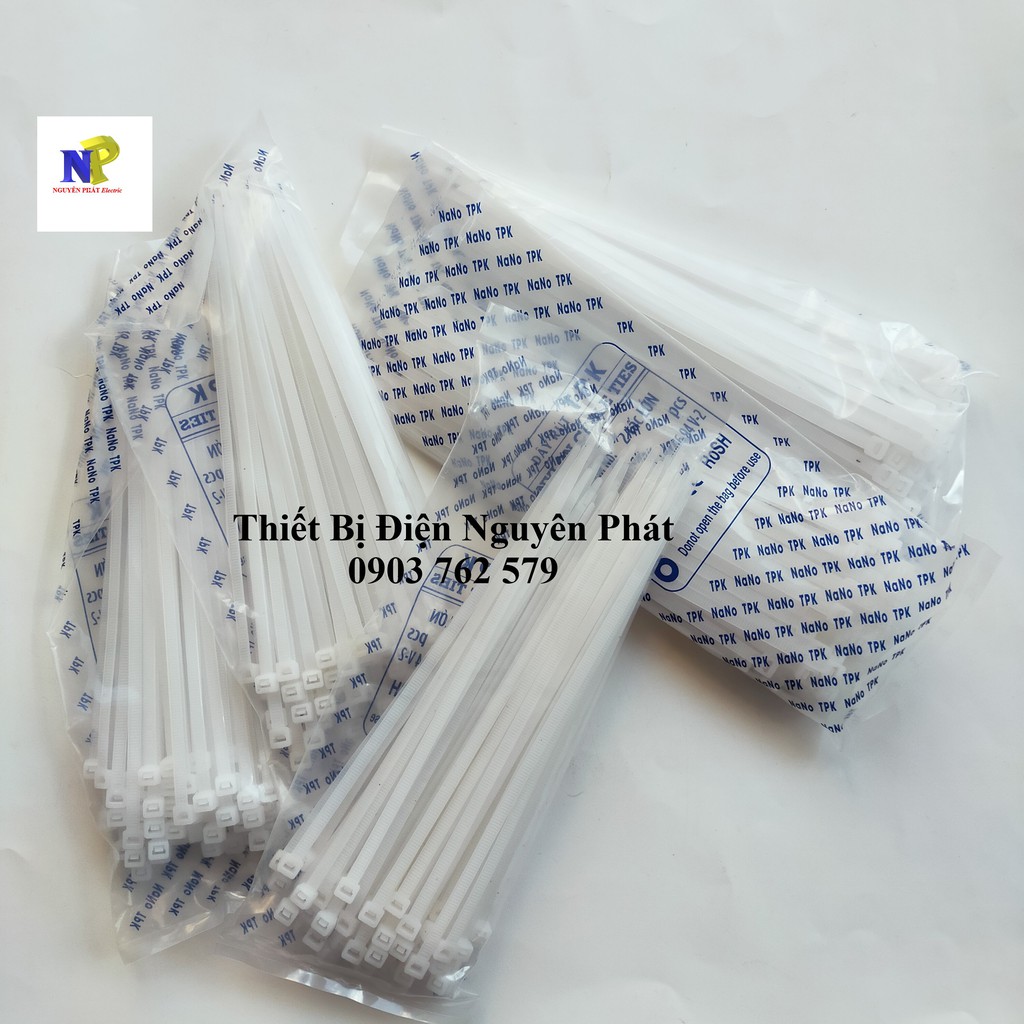 Dây Rút Nhựa 2 Tấc 20cm  Màu Trắng/Đen - Giá Bán 1 Bịch