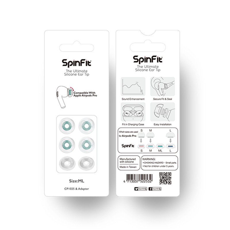 Bộ 2 cặp nút tai nghe Spinfit CP1025 bằng silicone thay thế tiện lợi dành cho Airpods Pro 3 SF