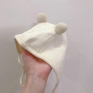 Mũ cotton 2 cục bông cho bé