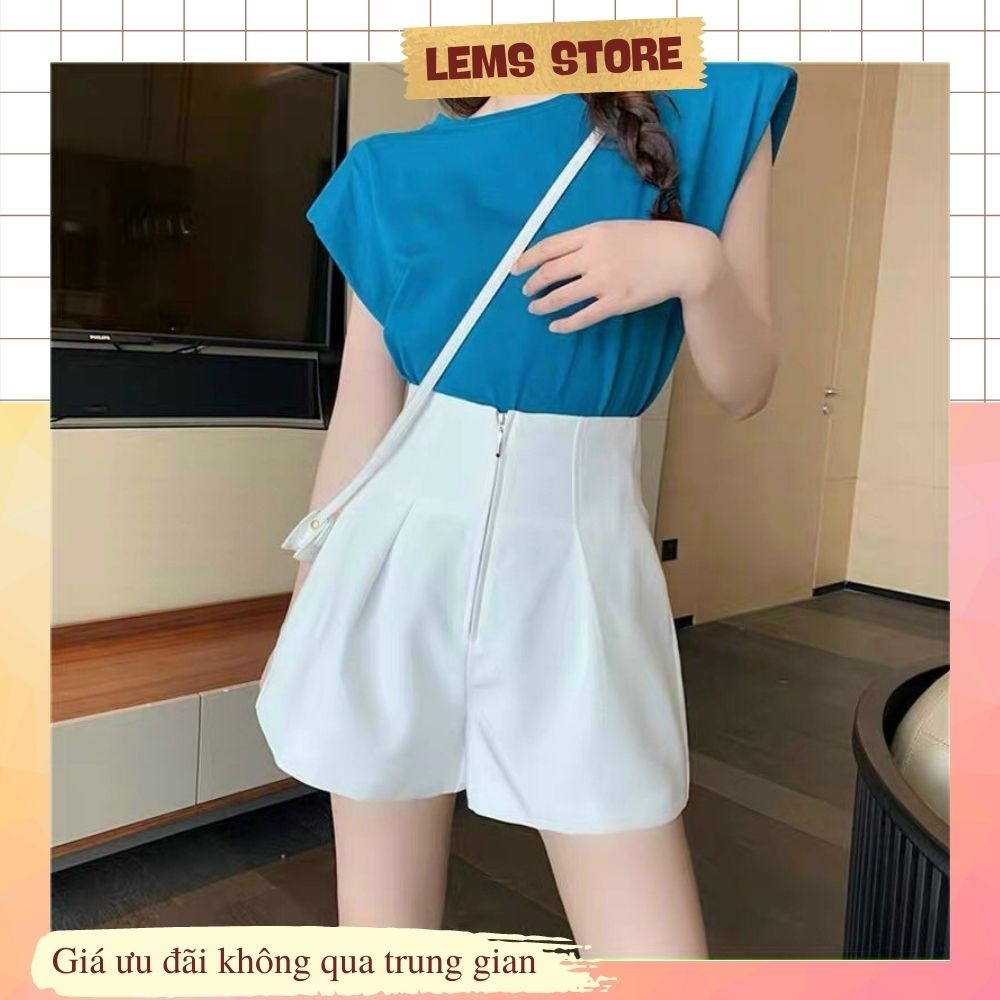 Quần short cạp liền khóa trước chất tuyết mưa