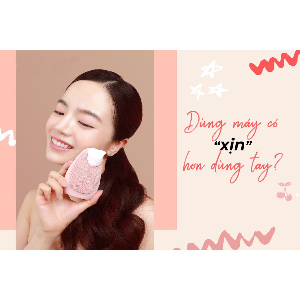 Máy Rửa Mặt Chuẩn Spa Emmié by HappySkin, Máy Massage Chăm Sóc Da Mặt Emmie