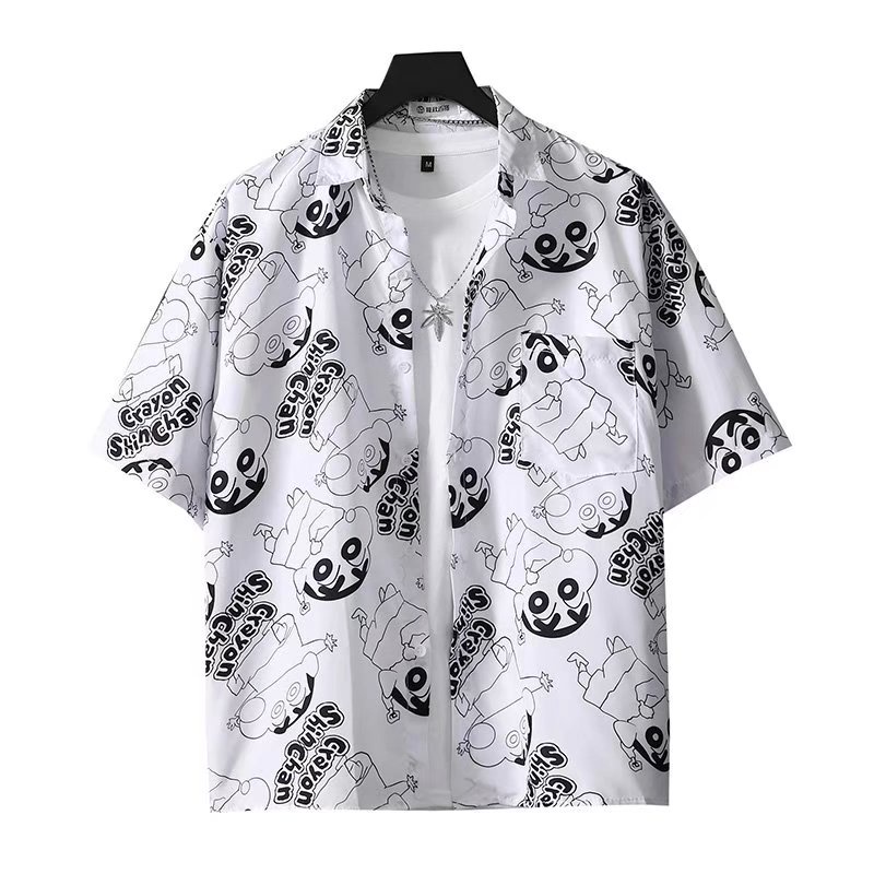 Korean Style Cute Cartoon Short Sleeve Shirt For Men