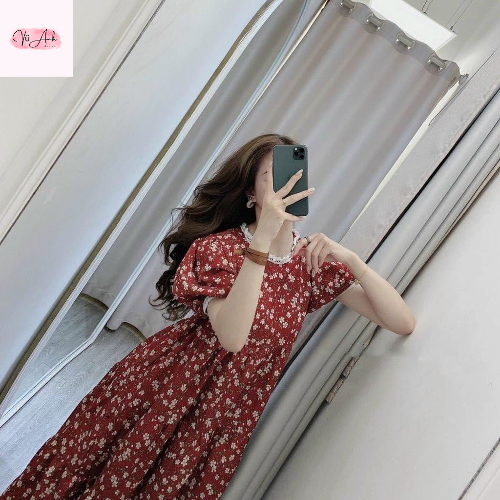 Váy bầu , đầm bầu thiết kế Hoa Nhí Đẹp Cổ Ren Mùa Hè Dự Tiệc Đi Chơi Công Sở chất liệu cao cấp