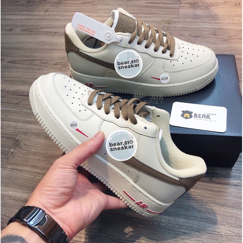 [Bear.sneaker] Giày thể thao nam nữ af1 viền nâu bản like au.th | BigBuy360 - bigbuy360.vn