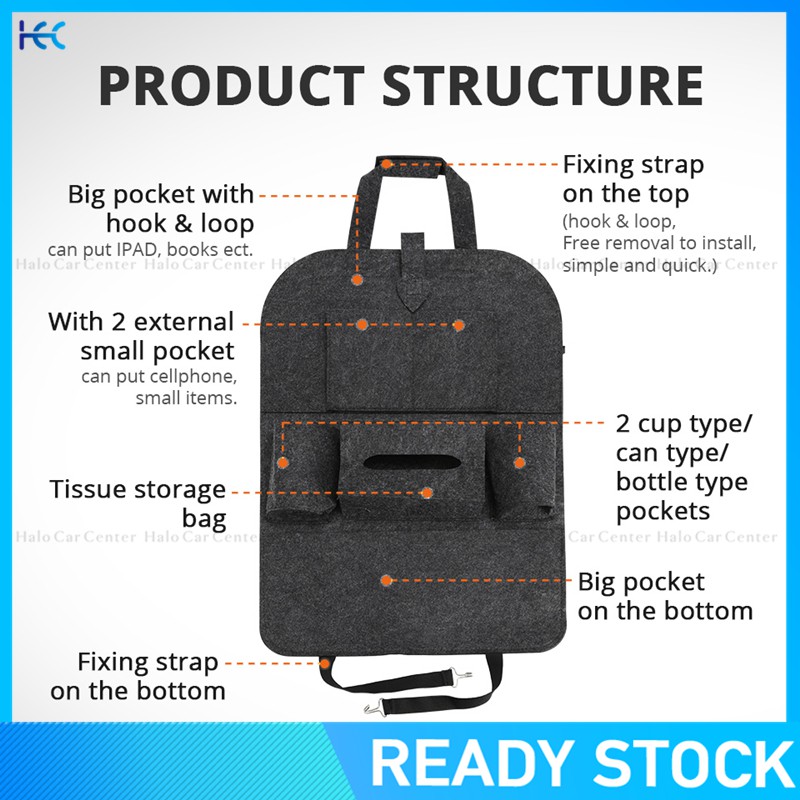 Túi đựng chai nước treo sau ghế xe hơi nhiều ngăn tiện dụng đa năng